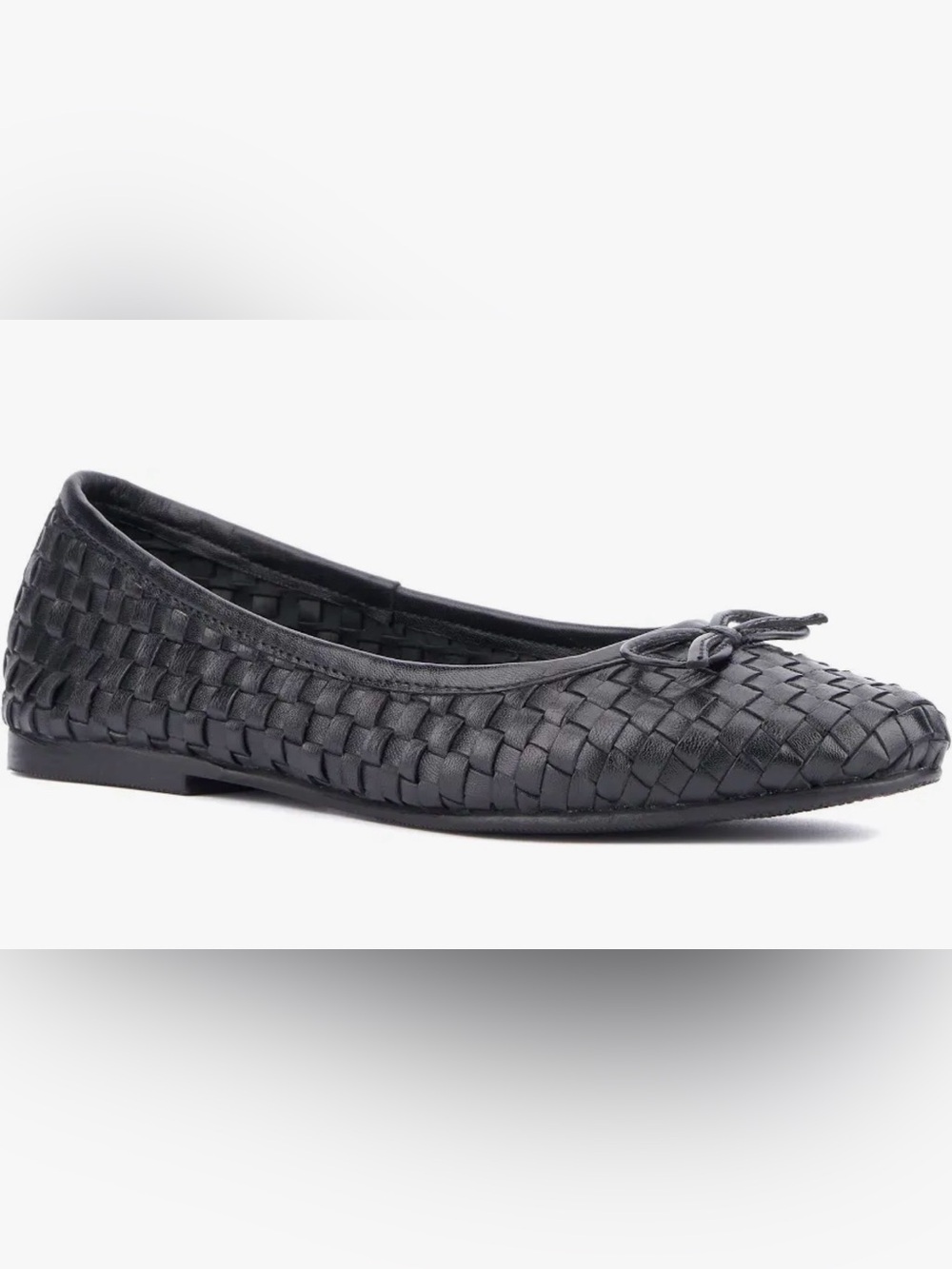 NEW Vintage Foundry Co Mina Leather Ballerina Bow Woven Flats sz 8.5